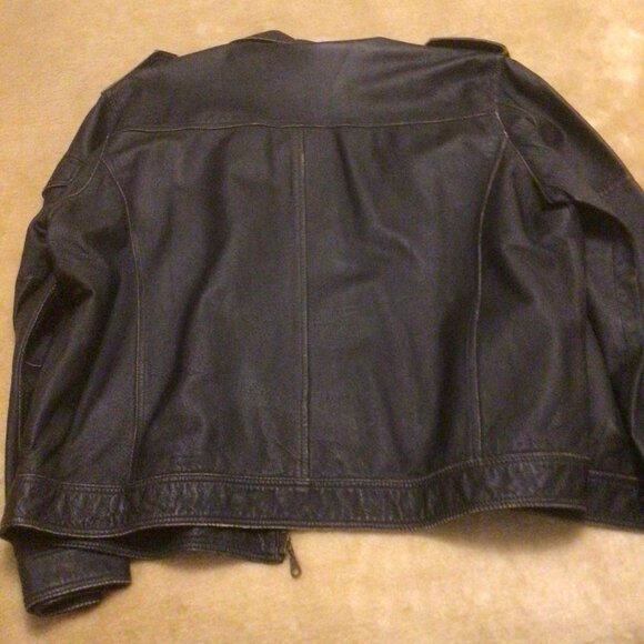 Men's Leather Jacket Black Distressed Leather US Size XL - Picture 6 of 10